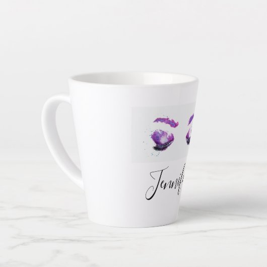 Glamoureuze Paarse ogen en Waterverf van Brows Latte Mok (Linkerhoek)