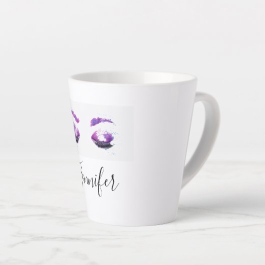Glamoureuze Paarse ogen en Waterverf van Brows Latte Mok (Rechterhoek)