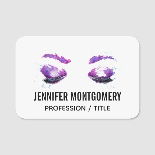 Glamoureuze Paarse ogen en Waterverf van Brows Naamplaatje (Voorkant)