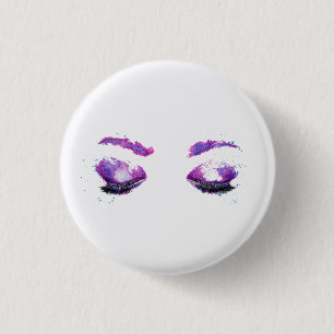 Glamoureuze Paarse ogen en Waterverf van Brows Ronde Button 3,2 Cm
