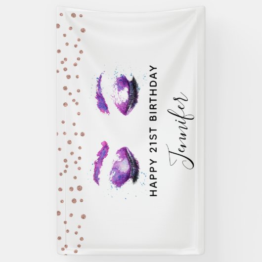 Glamoureuze Paarse ogen en Waterverf van Brows Spandoek (Verticaal)