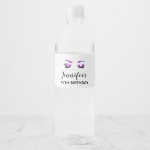 Glamoureuze Paarse ogen en Waterverf van Brows Waterfles Etiket