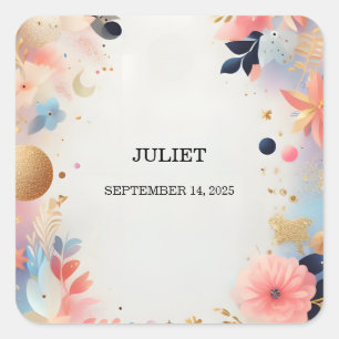 Glamoureuze Pastelkleurige Ombre Glitter Bruilofts Vierkante Sticker