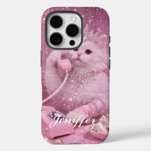 Glamoureuze Prinses Kat Gebruikt Telefoon iPhone 16 Pro Hoesje