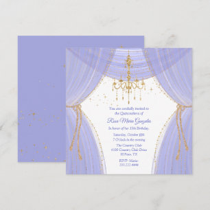 Glamoureuze Regency Blauwe en Gouden Quinceañera Kaart