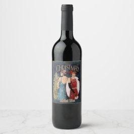  Glamoureuze Retro Art Deco Kerstlabel Wijn Etiket