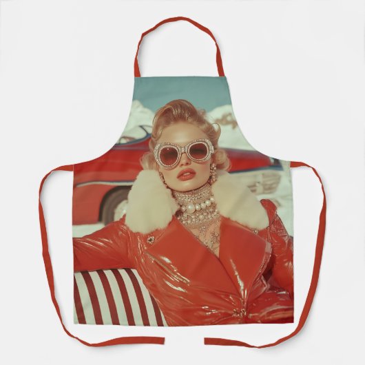 Glamoureuze retro winterstijl in alpine setting schort (Voorkant)