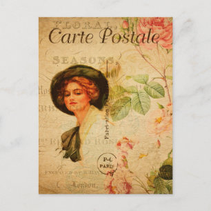 Glamoureuze Roos Floral Frans Briefkaart