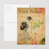  Glamoureuze Roos Floral Frans Briefkaart (Voorkant / Achterkant)