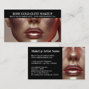 Glamoureuze Roos Gouden Glitter Make-up Artist Fot Visitekaartje