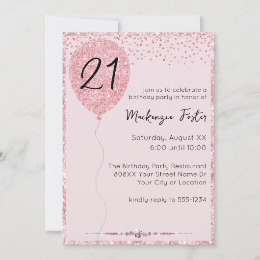 Glamoureuze roze Glitter & Diamanten Verjaardagsba Kaart (Voorkant)