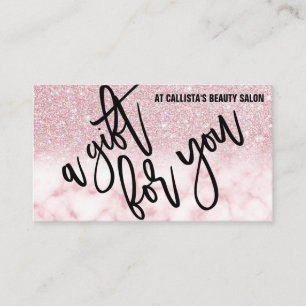 Glamoureuze Roze Glitter Marmeren Cadeaubon Visitekaartje