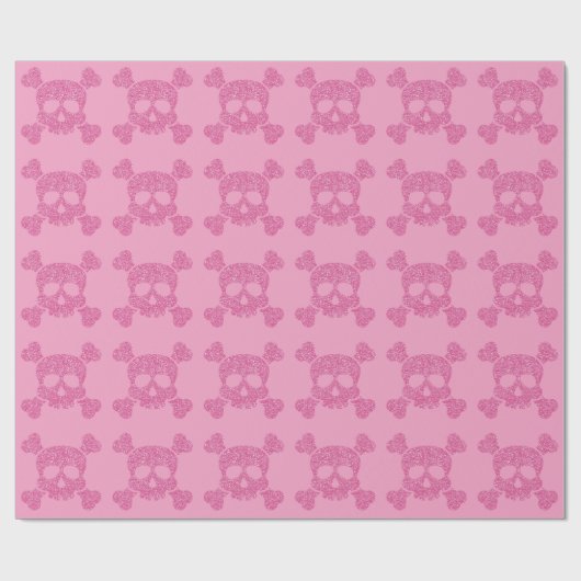 Glamoureuze Roze Glitter Skull en Crossbones Cadeaupapier (Vlak)