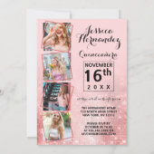 Glamoureuze roze glitterpailletten Foto Quinceañer Kaart (Achterkant)