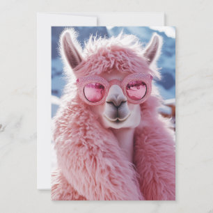 Glamoureuze Roze Llama - Winter Mode Icon Kaart