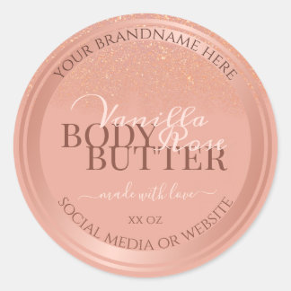 Glamoureuze roze productverpakkingslabels Roos Gol Ronde Sticker