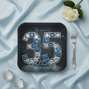 Glamoureuze Sapphire Diamond 35e verjaardag Papieren Bordje