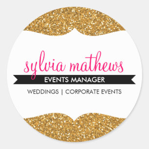 GLAMOUREUZE SEAL stijlvolle glitter sparkle goud r Ronde Sticker