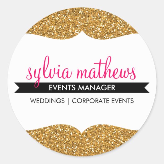 GLAMOUREUZE SEAL stijlvolle glitter sparkle goud r Ronde Sticker (Voorkant)