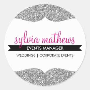 GLAMOUREUZE SEAL stijlvolle glitter sparkle zilver Ronde Sticker