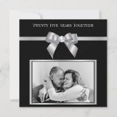 Glamoureuze Silver 25th Wedding Jubileum Foto Kaart (Voorkant)