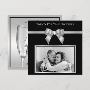 Glamoureuze Silver 25th Wedding Jubileum Foto Kaart