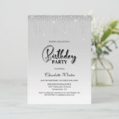 Glamoureuze Silver Diamonds Birthday Kaart (Staand voorkant)