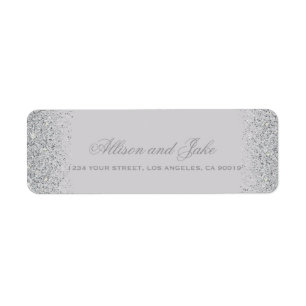 Glamoureuze Silver Glitter Adresetiketten Etiket