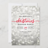 Glamoureuze Silver Lights Kerstdiner Party Kaart (Voorkant)