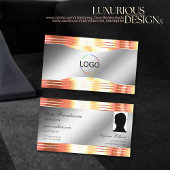 Glamoureuze Silver Shimmery Roos Gold Logo en foto Visitekaartje