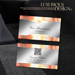Glamoureuze Silver Shimmery Roos Gold met QR-code Visitekaartje