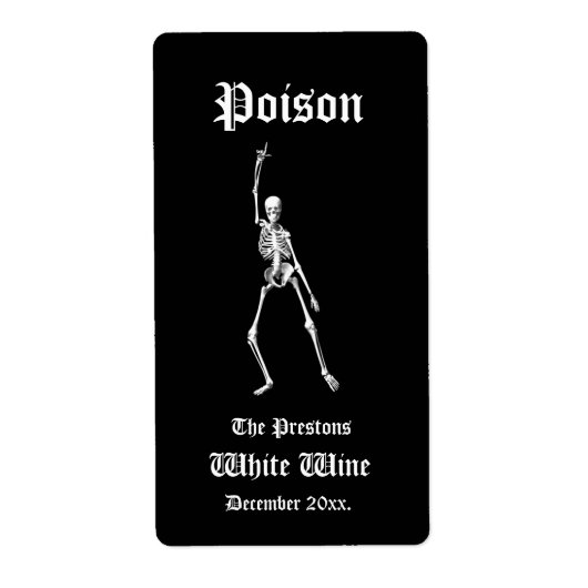 Glamoureuze skeletten Poison Wine Label (Voorkant)