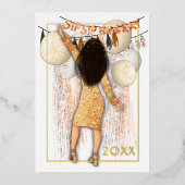 Glamoureuze slok Hoera Nieuwjaar Groeten Folie Feestdagenkaart (Voorkant)