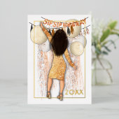 Glamoureuze slok Hoera Nieuwjaar Groeten Folie Feestdagenkaart (Staand Voorkant)