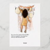 Glamoureuze slok Hoera Nieuwjaar Groeten Folie Feestdagenkaart (Achterkant)