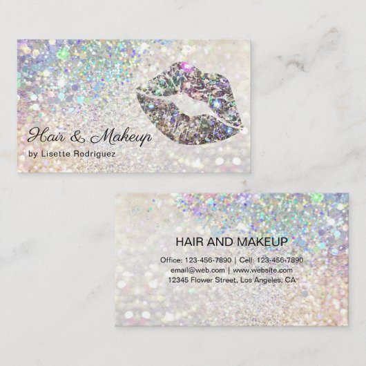 Glamoureuze Sparkly Glitter Lip Gloss Kiss Visitekaartje (Voorkant / Achterkant)