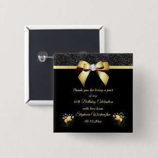 Glamoureuze verjaardag Dank je wel Vierkante Button 5,1 Cm