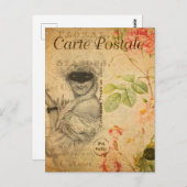 Glamoureuze Vrouw met Masker Frans Briefkaart (Voorkant / Achterkant)