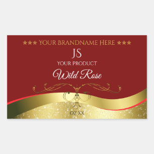 Glamoureuze Wavy Gold Decor Donkerrood Monogram La Rechthoekige Sticker