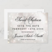 Glamoureuze White Glitter Sweet 16 save the date Briefkaart (Voorkant / Achterkant)