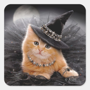 Glamoureuze Witch Kitten Vierkante Sticker
