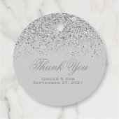 Glamoureuze zilveren glitter bedankjes labels (Achterkant)
