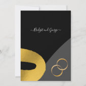 Glamoureuze zwart goud bruiloft decor uitnodiging (Achterkant)