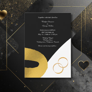 Glamoureuze zwart goud bruiloft decor uitnodiging