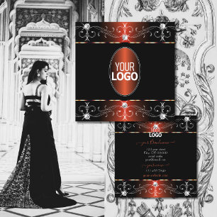 Glamoureuze zwart koper Ornamenten met Logo Vierkante Visitekaartje