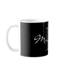 Glamoureuze zwarte en witte monogram koffie mok