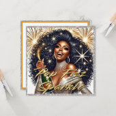 Glamoureuze Zwarte Vrouw die Champagne Kerstboom N Kaart (Voorkant / Achterkant in situ)