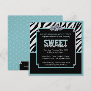 Glamourous Sweet Sixteen Birthday Party Invitation Kaart