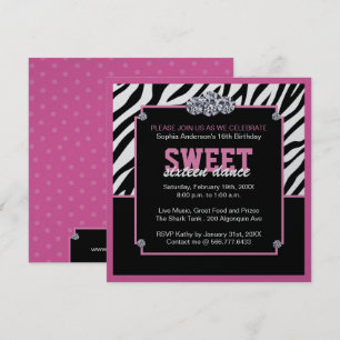 Glamourous Sweet Sixteen Birthday Party Invitation Kaart