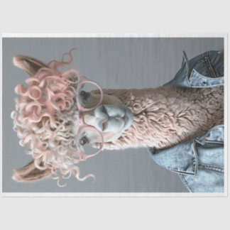 Glamours Roze Haired Llama Salon Dag Decoupage Tissuepapier
